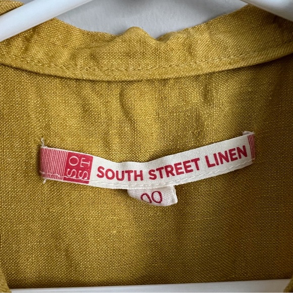 South Street Linen Golden Yellow Sleeveless Button Down Lagenlook Coastal Sz 2/4 - Picture 3 of 7